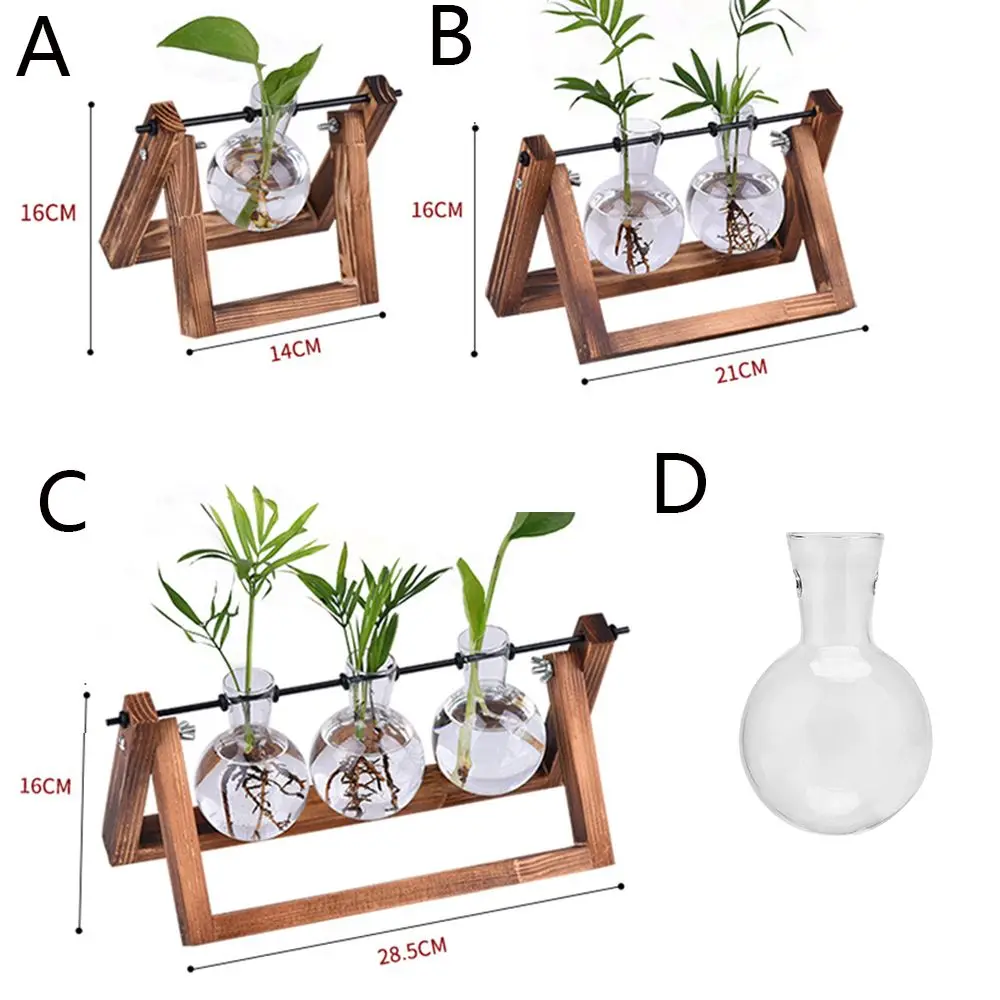 wooden frame glass hydroponic vase terrarium tabletop planter Wooden Frame Glass Hydroponic Vase Terrarium Tabletop Planter 6