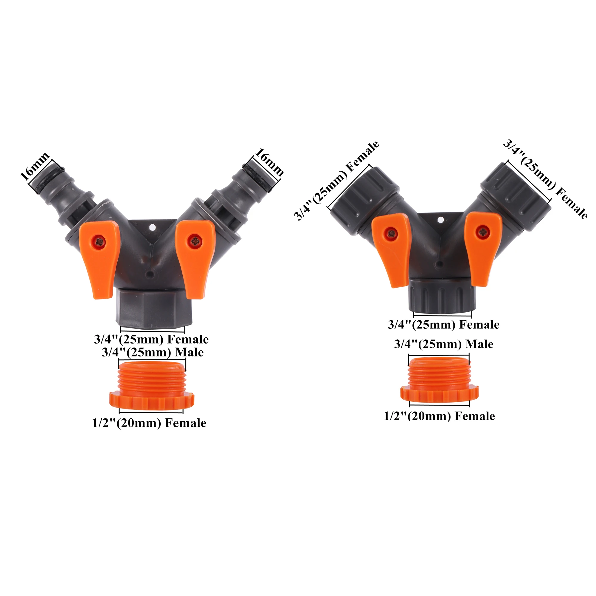 2 way garden tap water splitter 1/2 2-Way Garden Tap Water Splitter 1/2 3