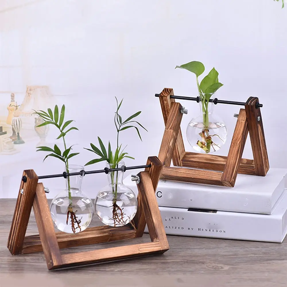 wooden frame glass hydroponic vase terrarium tabletop planter Wooden Frame Glass Hydroponic Vase Terrarium Tabletop Planter 5