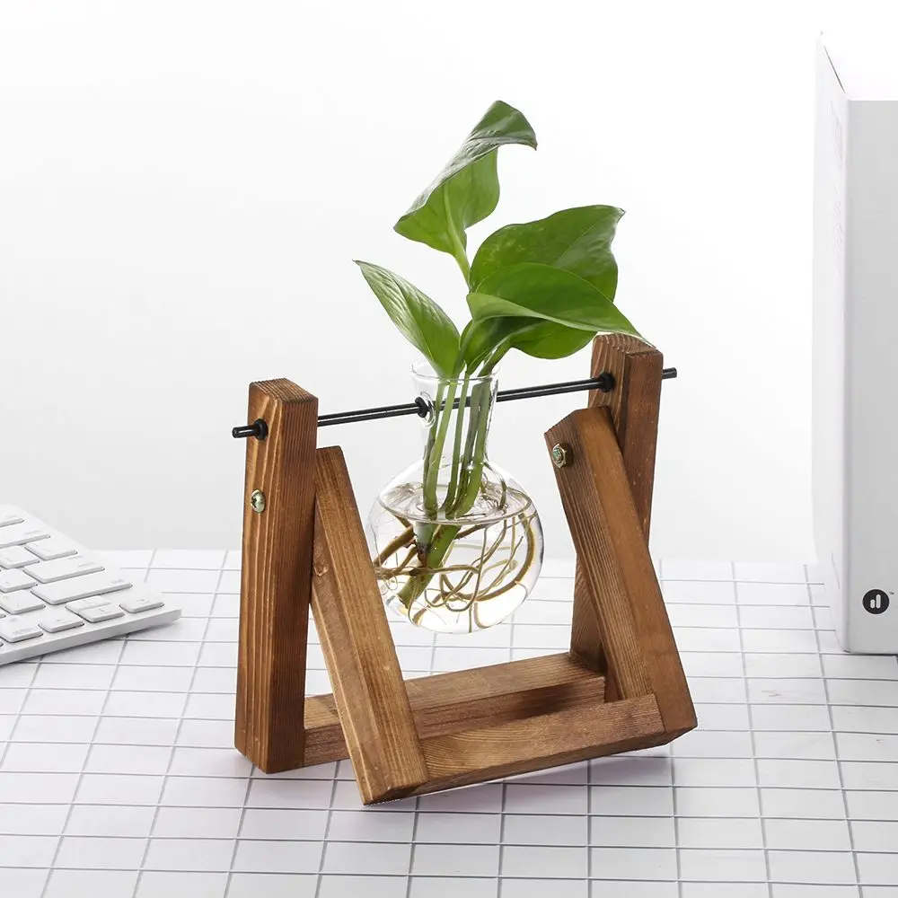 wooden frame glass hydroponic vase terrarium tabletop planter Wooden Frame Glass Hydroponic Vase Terrarium Tabletop Planter 4
